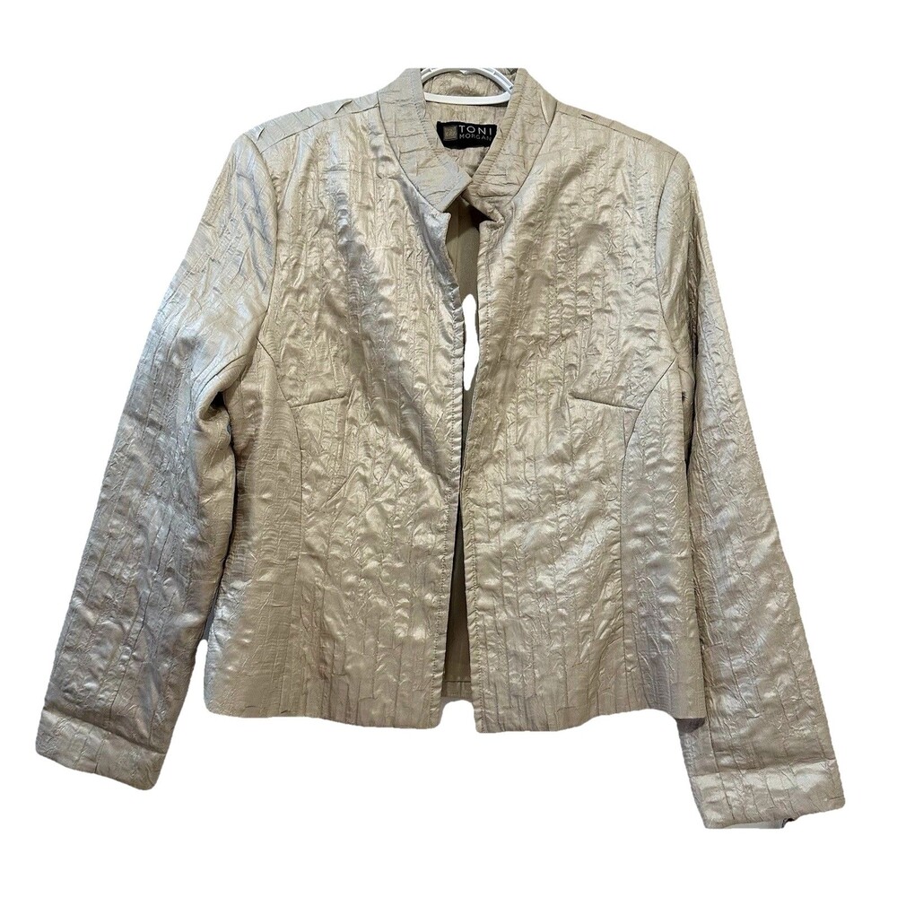 Toni Morgan Gold Textured Blazer Women’s M 8-10 Lined Dressy Career Jacket